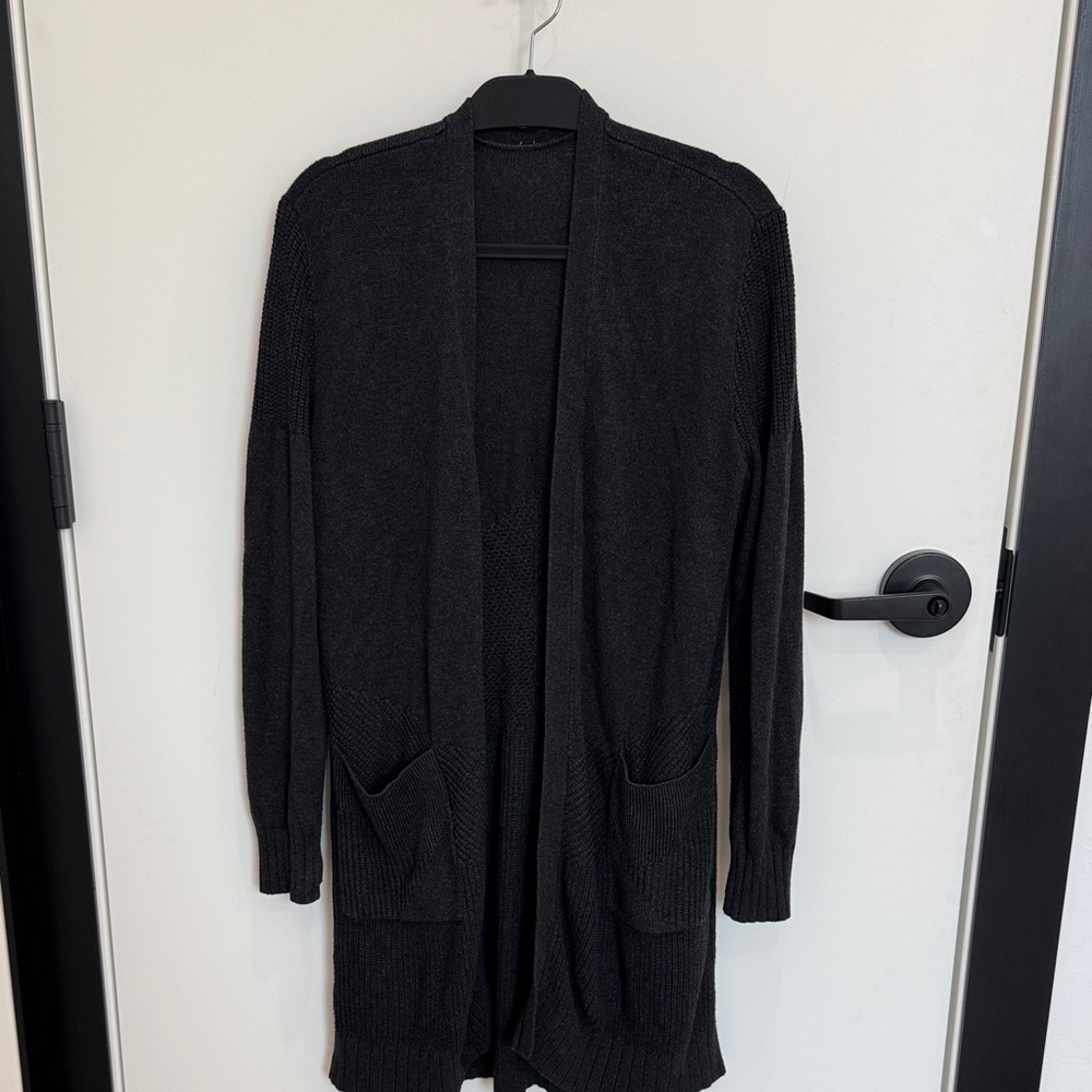 Lululemon Black Open Front Knit Cardigan with Pockets